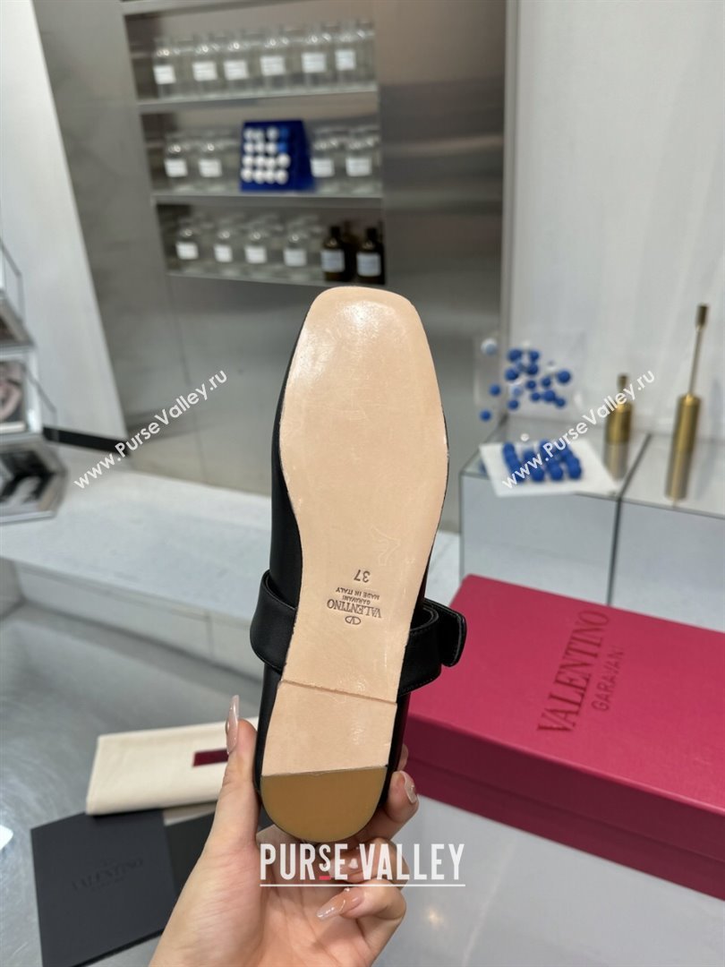 Valentino VLogo Locker Mary-Jane Ballerina in Calfskin Black 2024 (XL-24082802)