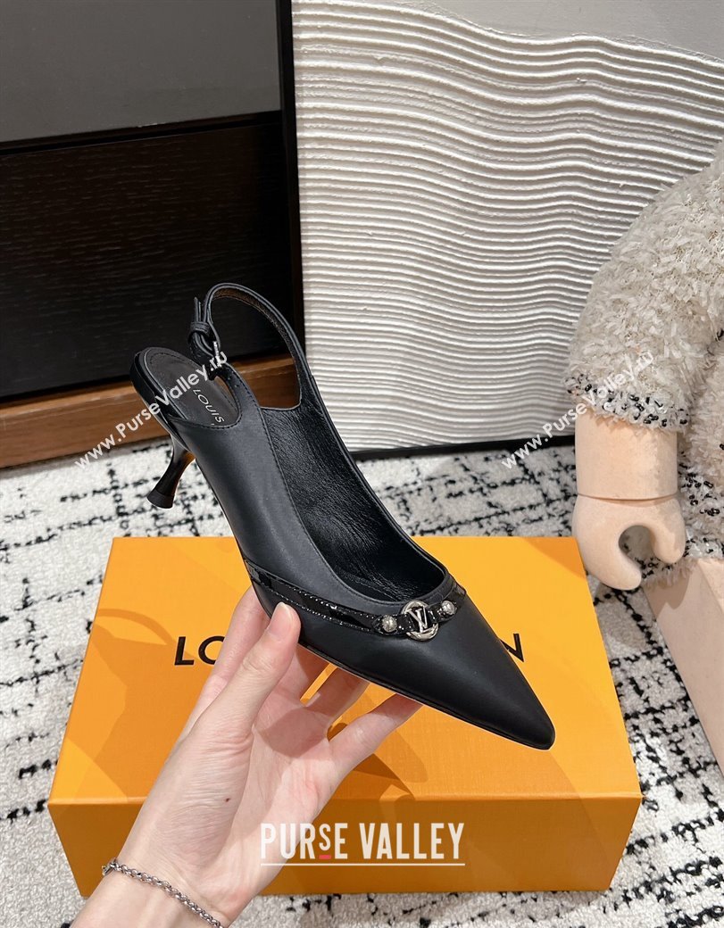 Louis Vuitton 6AM Slingback Pumps 4.5cm in Leather with Strap Black 2024 1AGZIF (MD-241224084)