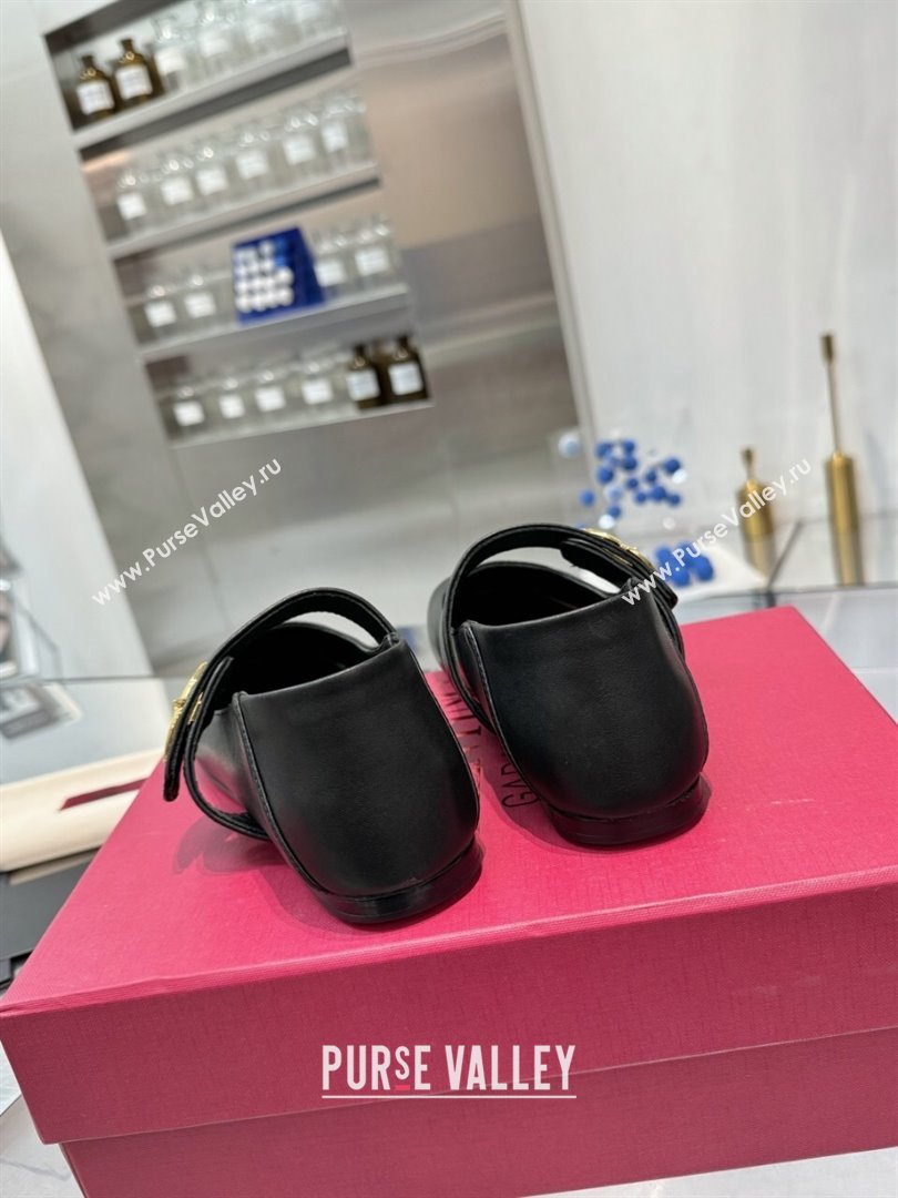 Valentino VLogo Locker Mary-Jane Ballerina in Calfskin Black 2024 (XL-24082802)