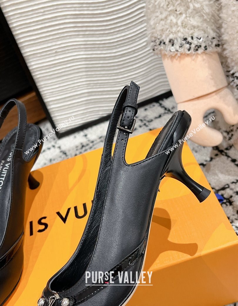 Louis Vuitton 6AM Slingback Pumps 4.5cm in Leather with Strap Black 2024 1AGZIF (MD-241224084)