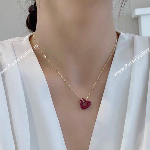 Celine Heart Pendant Necklace C12524 Red 2024 (YF-24012524)