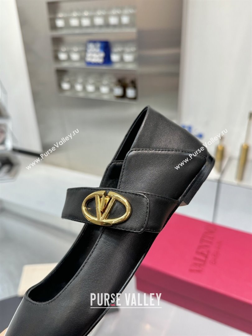 Valentino VLogo Locker Mary-Jane Ballerina in Calfskin Black 2024 (XL-24082802)