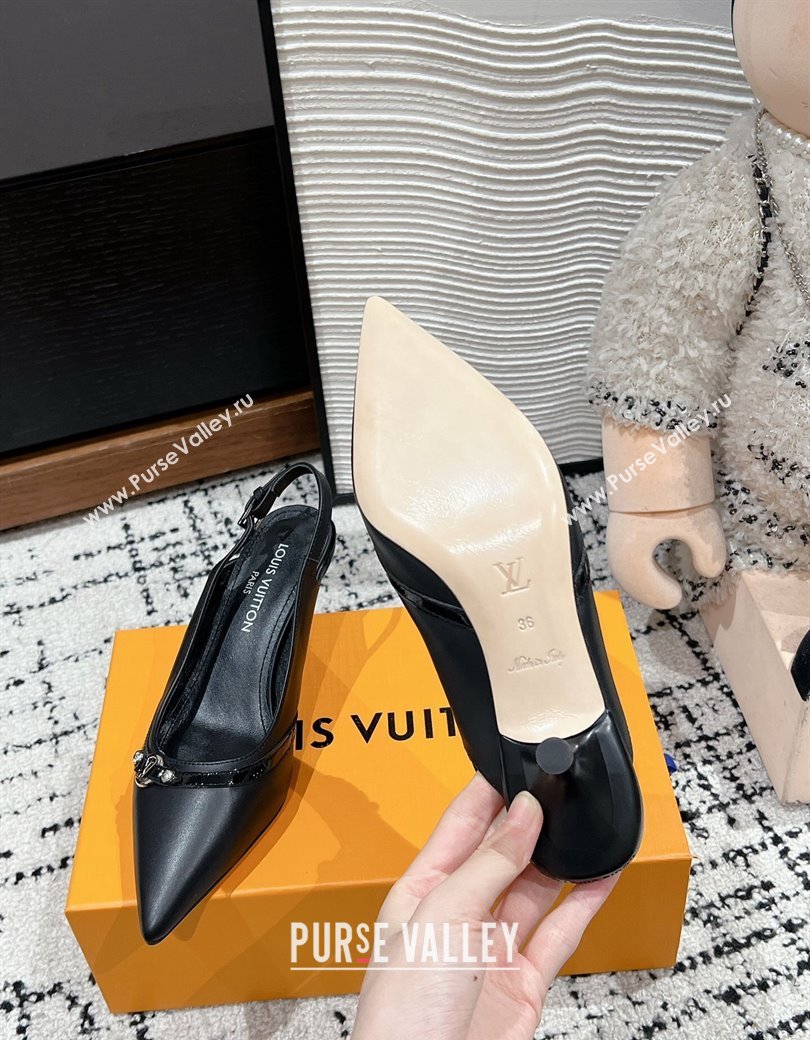 Louis Vuitton 6AM Slingback Pumps 4.5cm in Leather with Strap Black 2024 1AGZIF (MD-241224084)