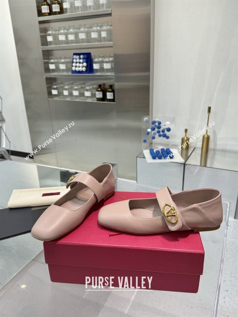 Valentino VLogo Locker Mary-Jane Ballerina in Calfskin Nude Pink 2024 (XL-24082803)