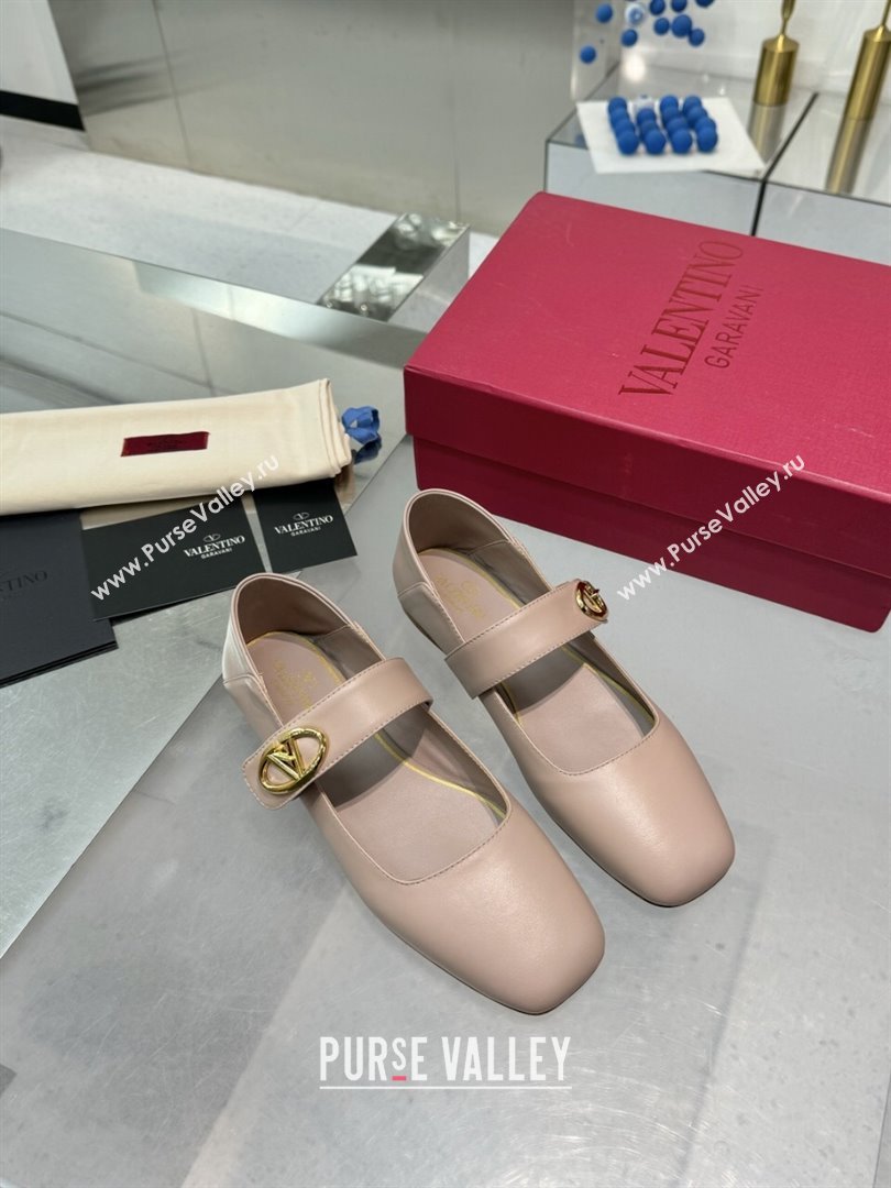 Valentino VLogo Locker Mary-Jane Ballerina in Calfskin Nude Pink 2024 (XL-24082803)