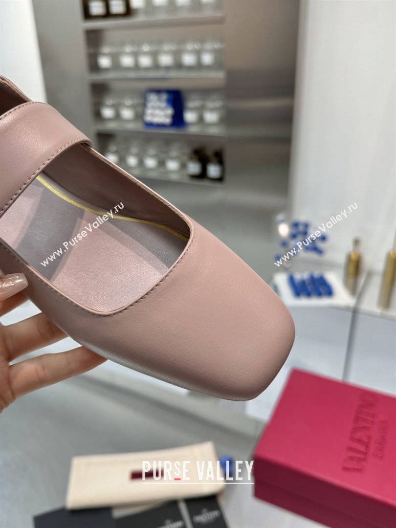 Valentino VLogo Locker Mary-Jane Ballerina in Calfskin Nude Pink 2024 (XL-24082803)