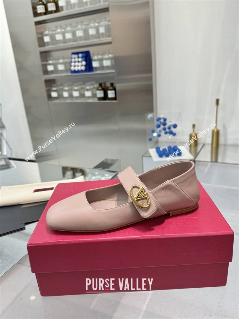 Valentino VLogo Locker Mary-Jane Ballerina in Calfskin Nude Pink 2024 (XL-24082803)
