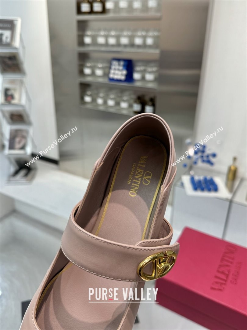 Valentino VLogo Locker Mary-Jane Ballerina in Calfskin Nude Pink 2024 (XL-24082803)