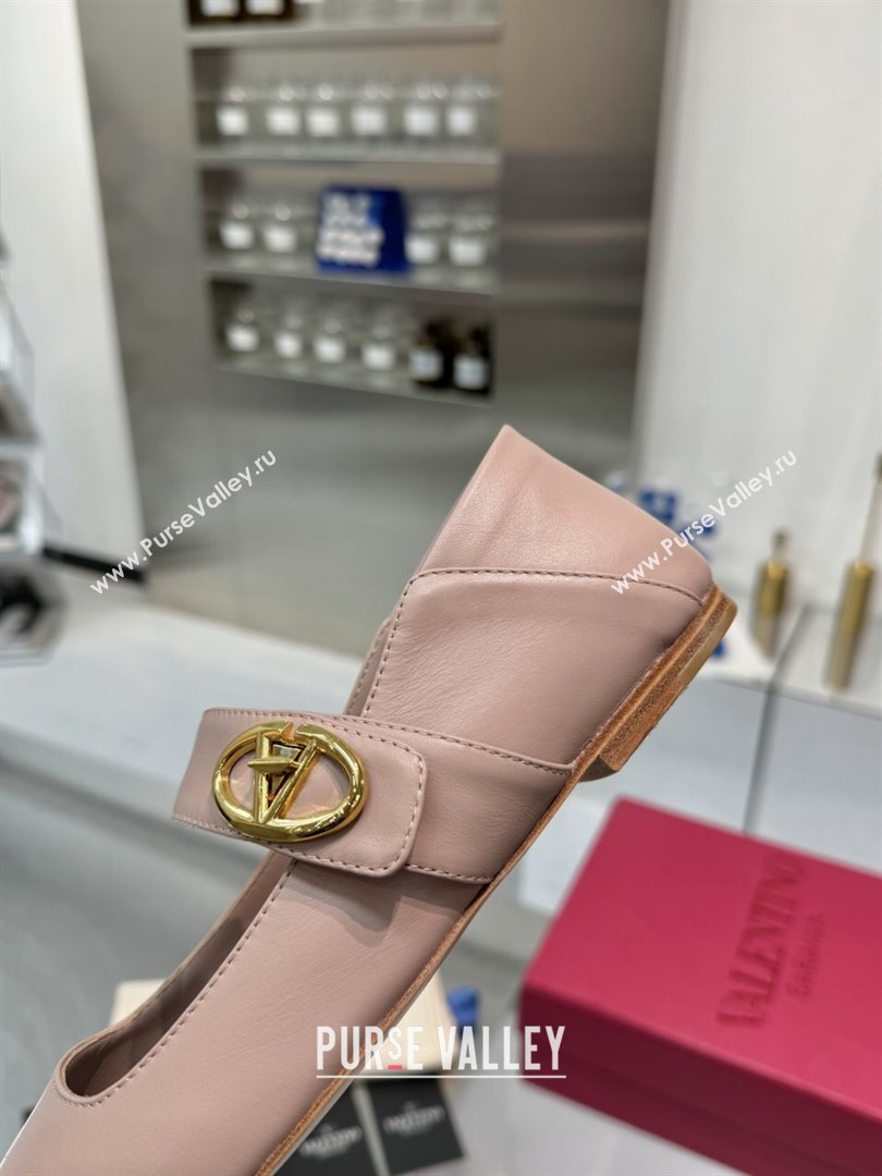 Valentino VLogo Locker Mary-Jane Ballerina in Calfskin Nude Pink 2024 (XL-24082803)