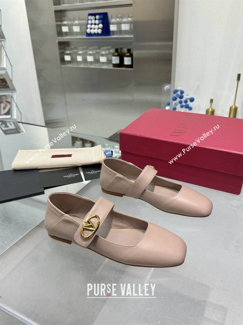 Valentino VLogo Locker Mary-Jane Ballerina in Calfskin Nude Pink 2024 (XL-24082803)