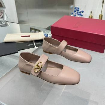 Valentino VLogo Locker Mary-Jane Ballerina in Calfskin Nude Pink 2024 (XL-24082803)
