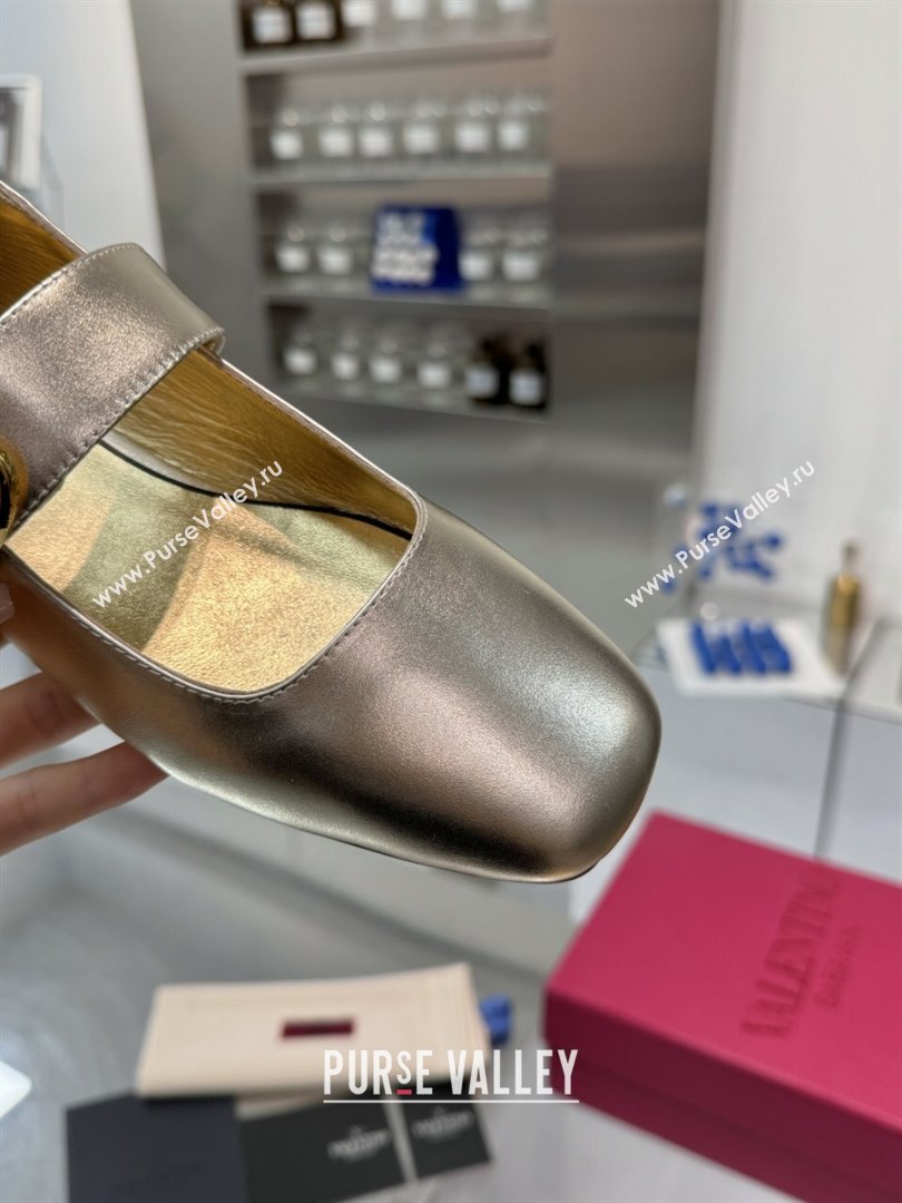 Valentino VLogo Locker Mary-Jane Ballerina in Calfskin Gold 2024 (XL-24082804)