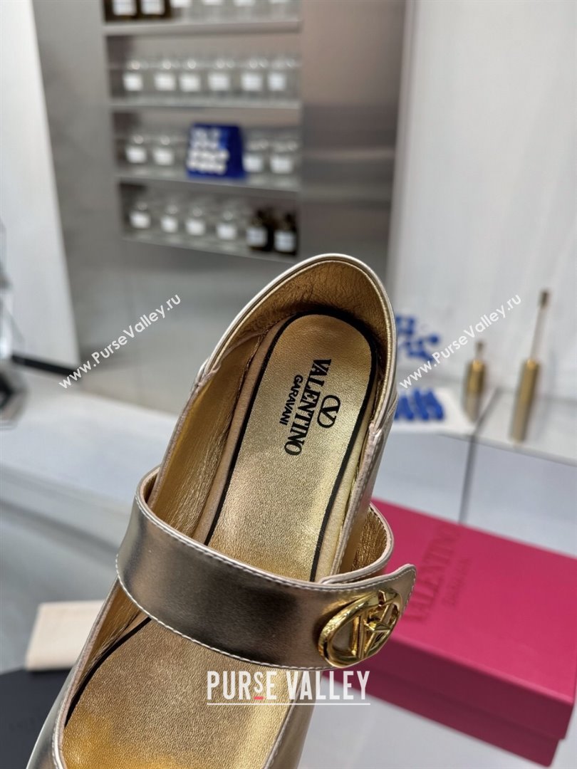 Valentino VLogo Locker Mary-Jane Ballerina in Calfskin Gold 2024 (XL-24082804)