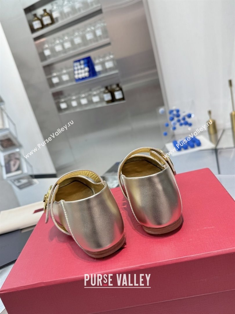 Valentino VLogo Locker Mary-Jane Ballerina in Calfskin Gold 2024 (XL-24082804)