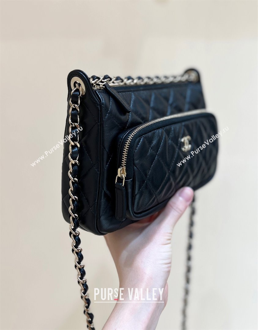 Chanel Shiny Crumpled Lambskin Clutch with Chain AP4349 Black 2024 Top Quality (SHUNY-24121813)