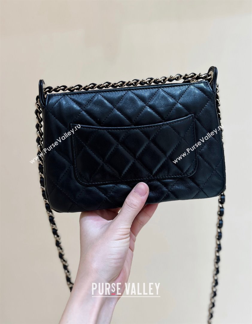 Chanel Shiny Crumpled Lambskin Clutch with Chain AP4349 Black 2024 Top Quality (SHUNY-24121813)