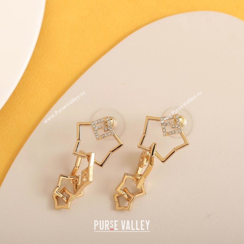 Fendi Star Pendant Earrings F12527 Gold 2024 (YF-24012527)