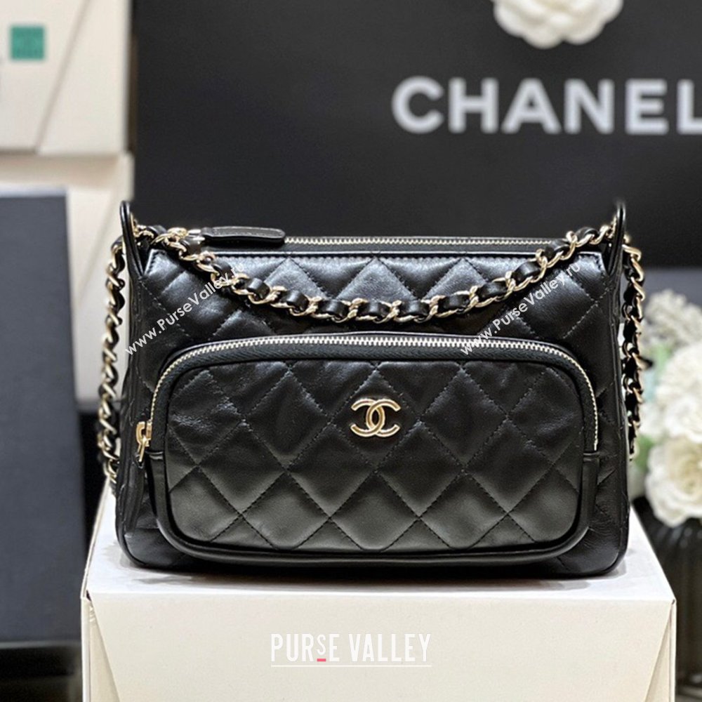 Chanel Shiny Crumpled Lambskin Clutch with Chain AP4349 Black 2024 Top Quality (SHUNY-24121813)