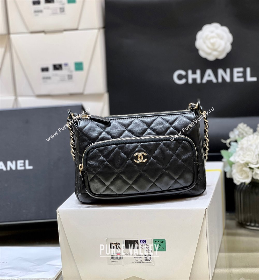 Chanel Shiny Crumpled Lambskin Clutch with Chain AP4349 Black 2024 Top Quality (SHUNY-24121813)