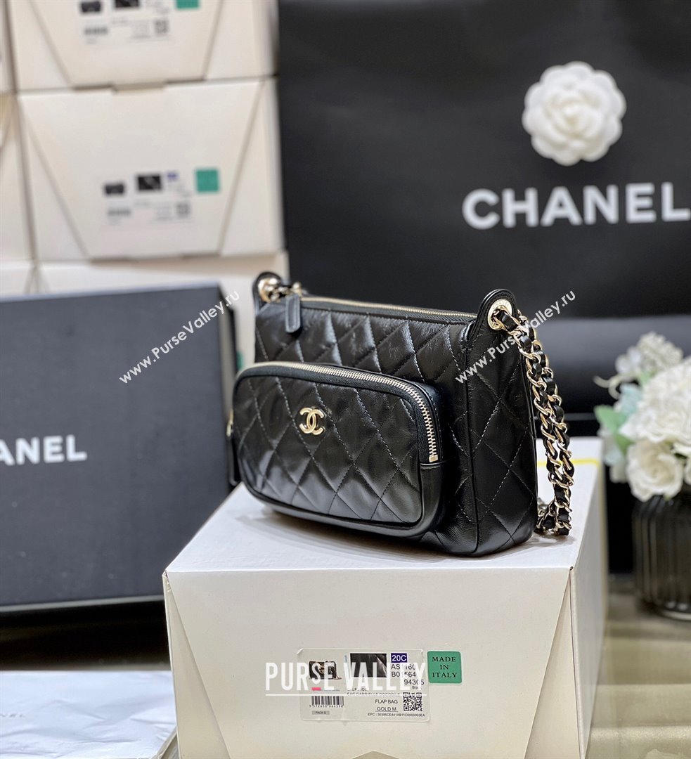 Chanel Shiny Crumpled Lambskin Clutch with Chain AP4349 Black 2024 Top Quality (SHUNY-24121813)