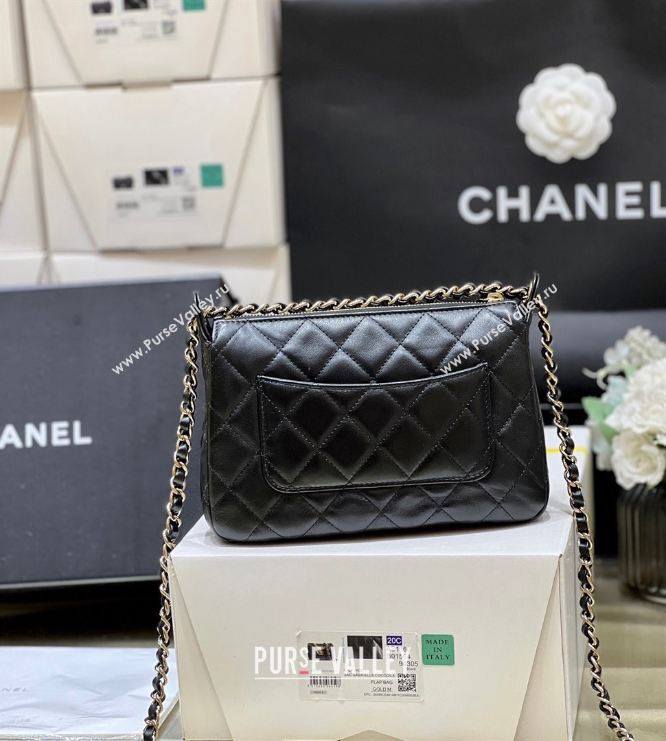 Chanel Shiny Crumpled Lambskin Clutch with Chain AP4349 Black 2024 Top Quality (SHUNY-24121813)