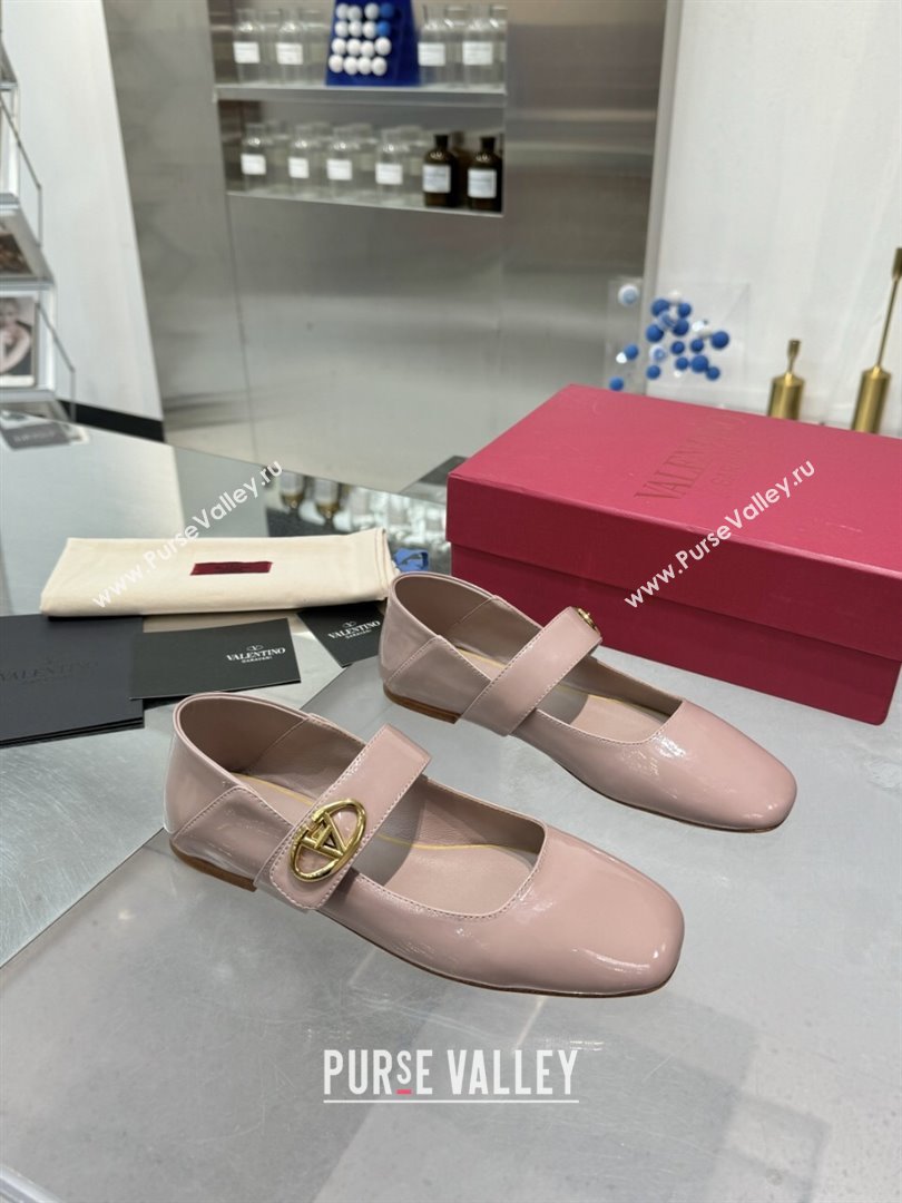 Valentino VLogo Locker Mary-Jane Ballerina in Patent Calfskin Nude Pink 2024 (XL-24082806)