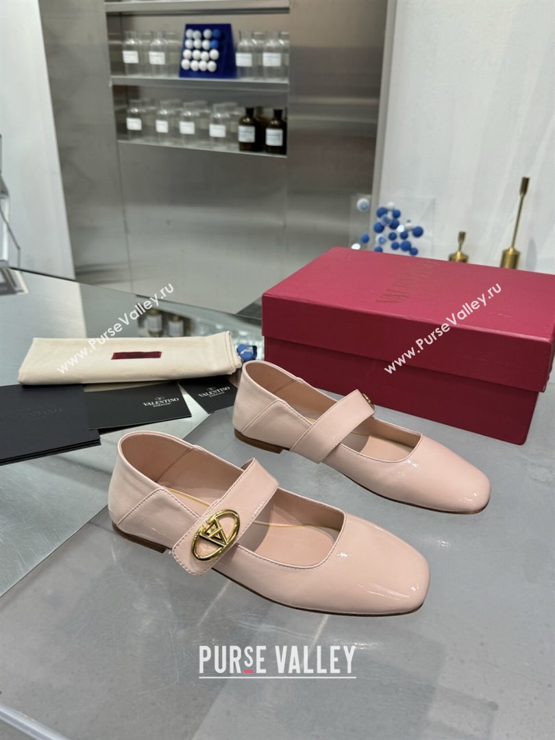 Valentino VLogo Locker Mary-Jane Ballerina in Patent Calfskin Nude Pink 2024 (XL-24082806)