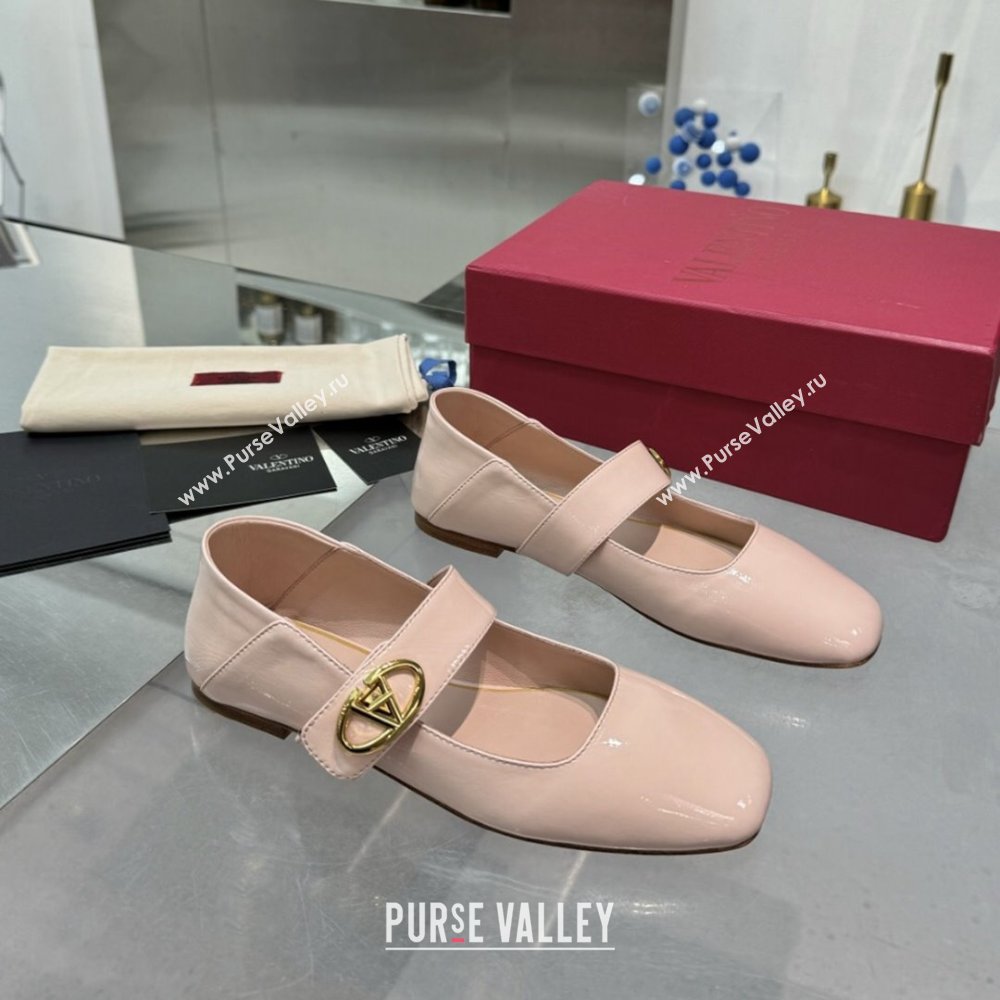 Valentino VLogo Locker Mary-Jane Ballerina in Patent Calfskin Nude Pink 2024 (XL-24082806)