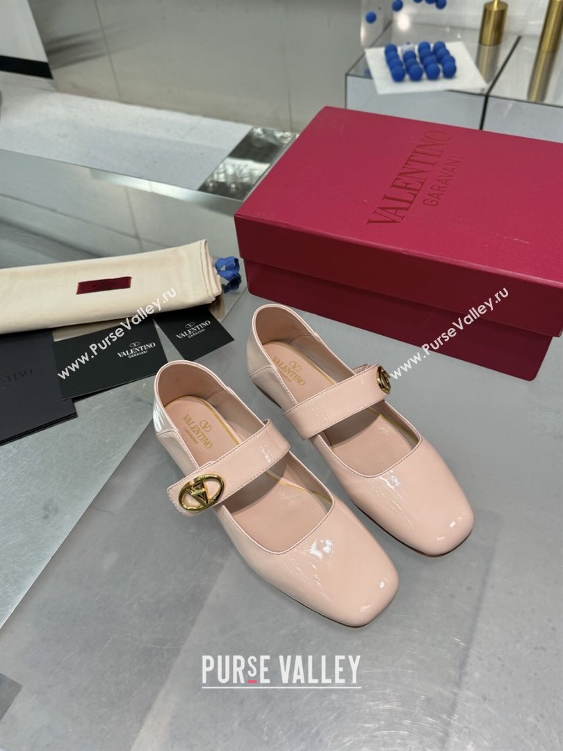 Valentino VLogo Locker Mary-Jane Ballerina in Patent Calfskin Nude Pink 2024 (XL-24082806)