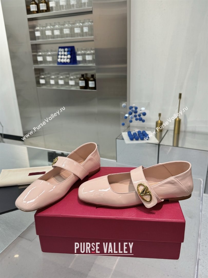 Valentino VLogo Locker Mary-Jane Ballerina in Patent Calfskin Nude Pink 2024 (XL-24082806)