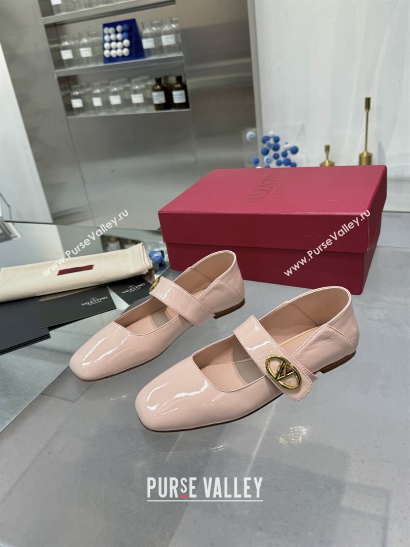 Valentino VLogo Locker Mary-Jane Ballerina in Patent Calfskin Nude Pink 2024 (XL-24082806)