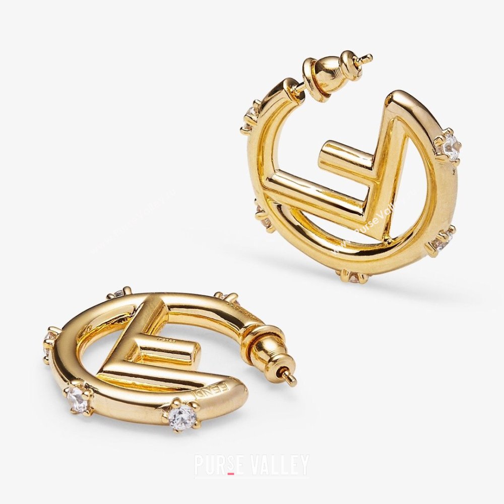 Fendi F Hoop Earrings F12529 Gold 2024 (YF-24012529)