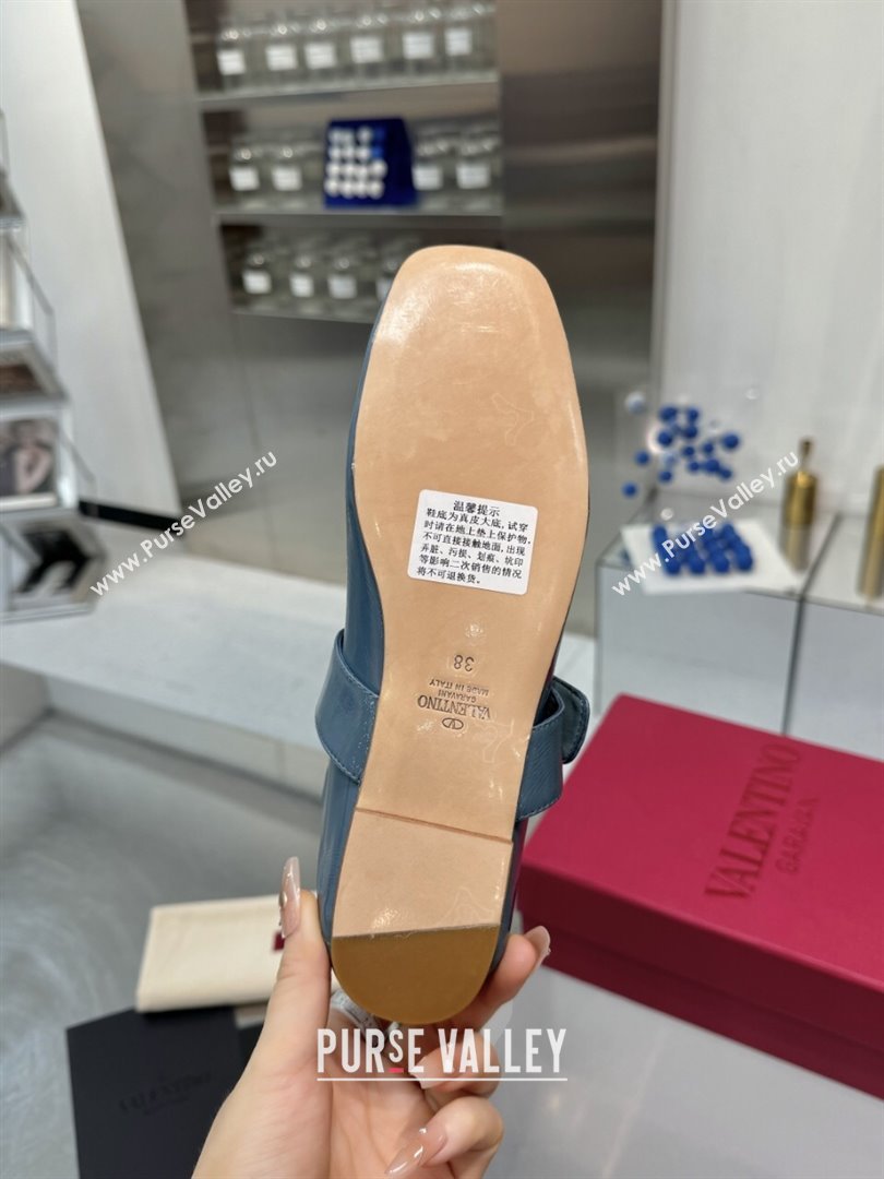 Valentino VLogo Locker Mary-Jane Ballerina in Patent Calfskin Blue 2024 (XL-24082807)