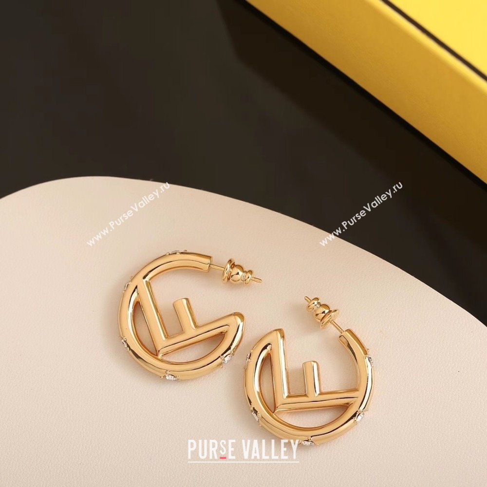 Fendi F Hoop Earrings F12529 Gold 2024 (YF-24012529)