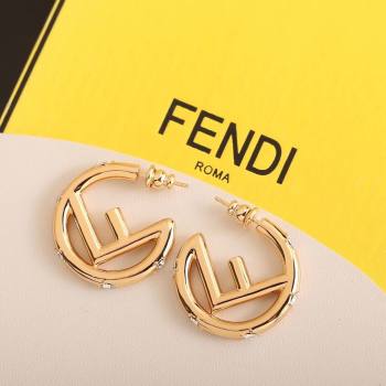 Fendi F Hoop Earrings F12529 Gold 2024 (YF-24012529)