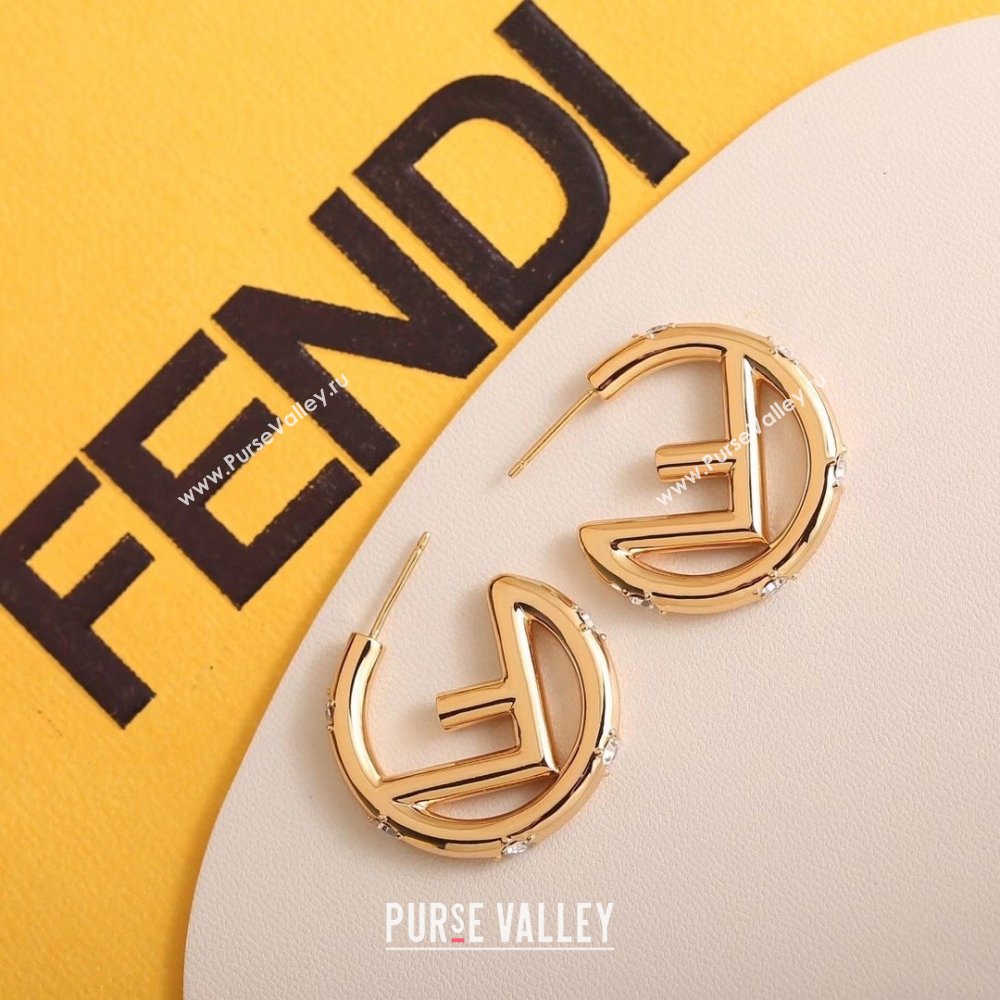 Fendi F Hoop Earrings F12529 Gold 2024 (YF-24012529)