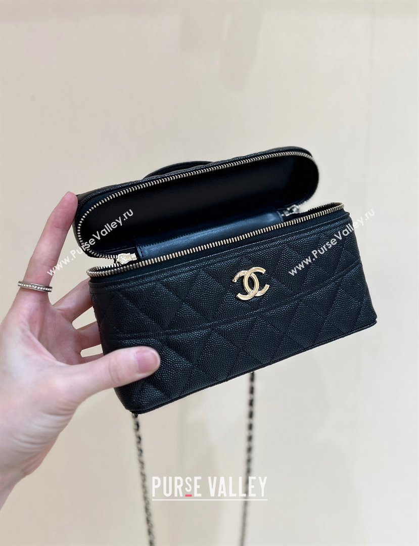 Chanel Grained Calfskin Long Vanity Case bag with Chain AP4407 Black CRUISE 2024/25 (SHUNY-24121816)