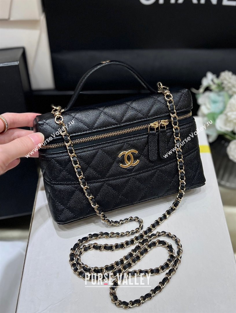 Chanel Grained Calfskin Long Vanity Case bag with Chain AP4407 Black CRUISE 2024/25 (SHUNY-24121816)