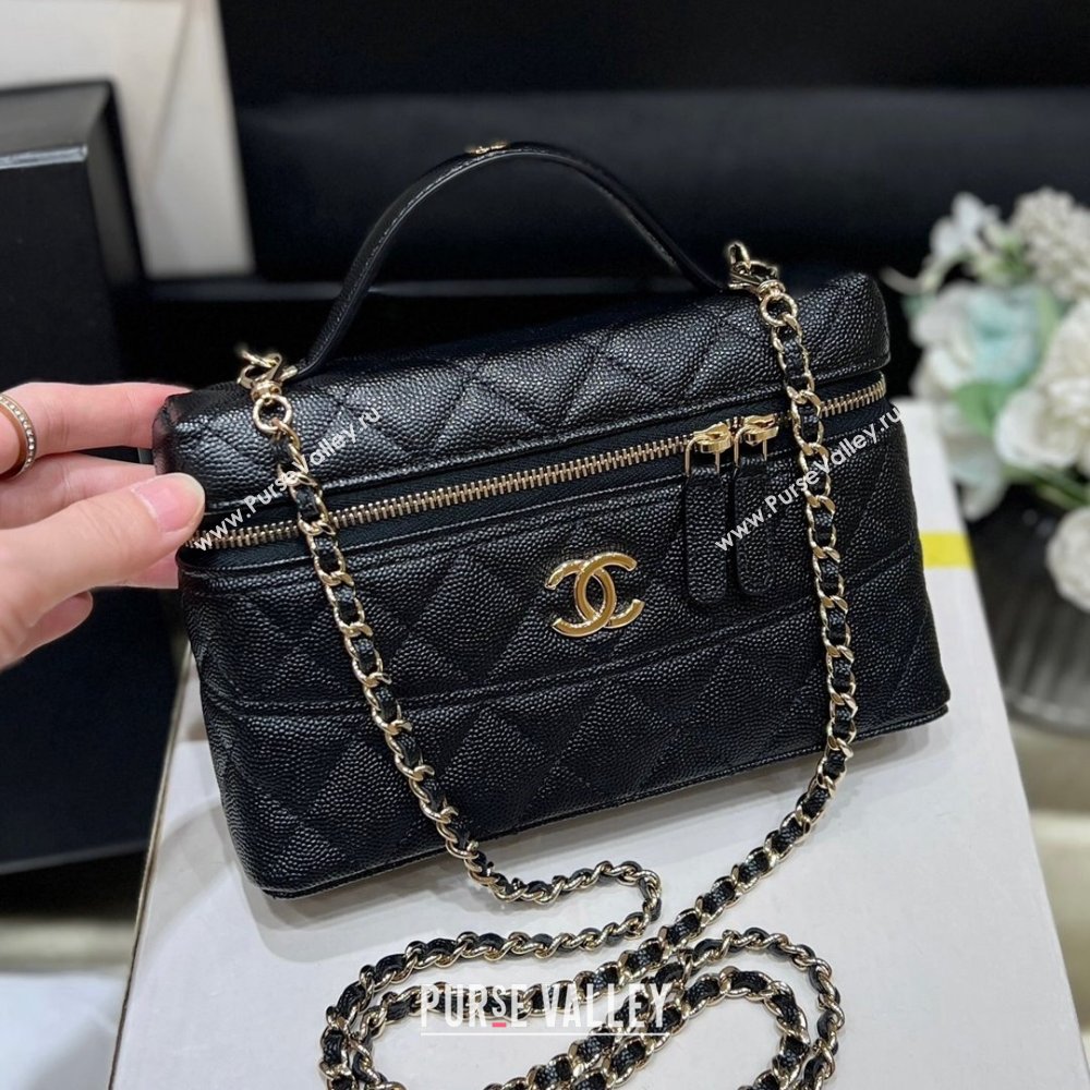 Chanel Grained Calfskin Long Vanity Case bag with Chain AP4407 Black CRUISE 2024/25 (SHUNY-24121816)