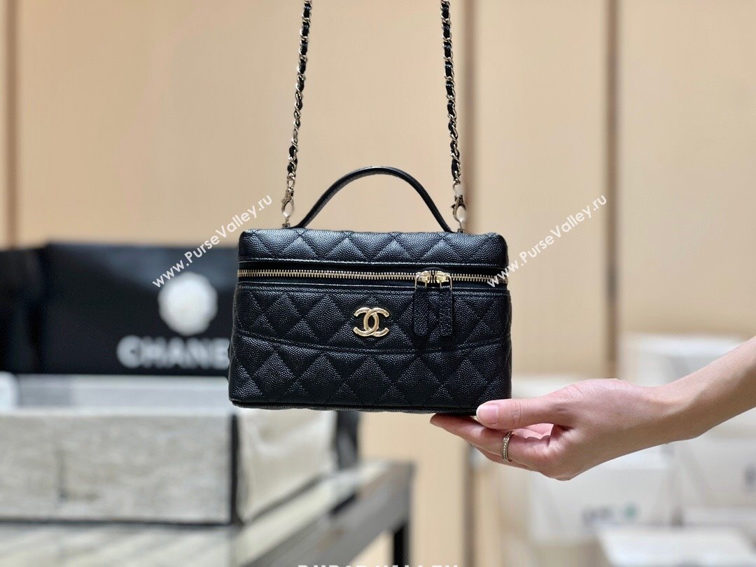 Chanel Grained Calfskin Long Vanity Case bag with Chain AP4407 Black CRUISE 2024/25 (SHUNY-24121816)