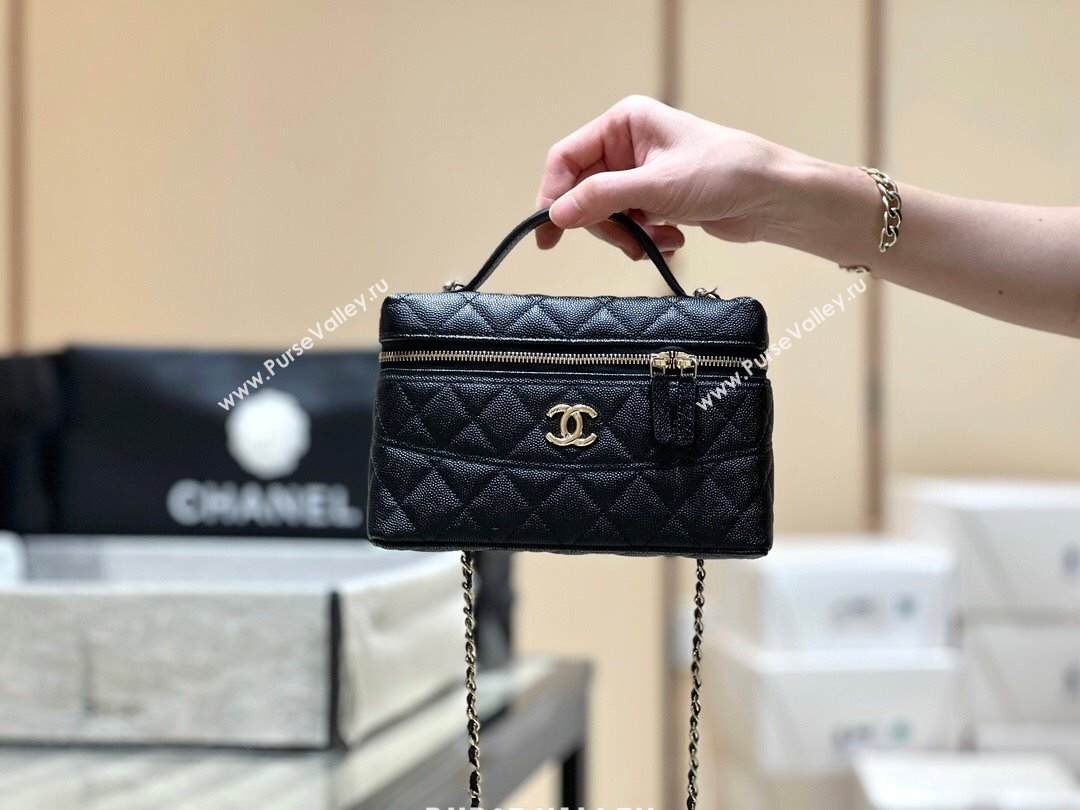 Chanel Grained Calfskin Long Vanity Case bag with Chain AP4407 Black CRUISE 2024/25 (SHUNY-24121816)