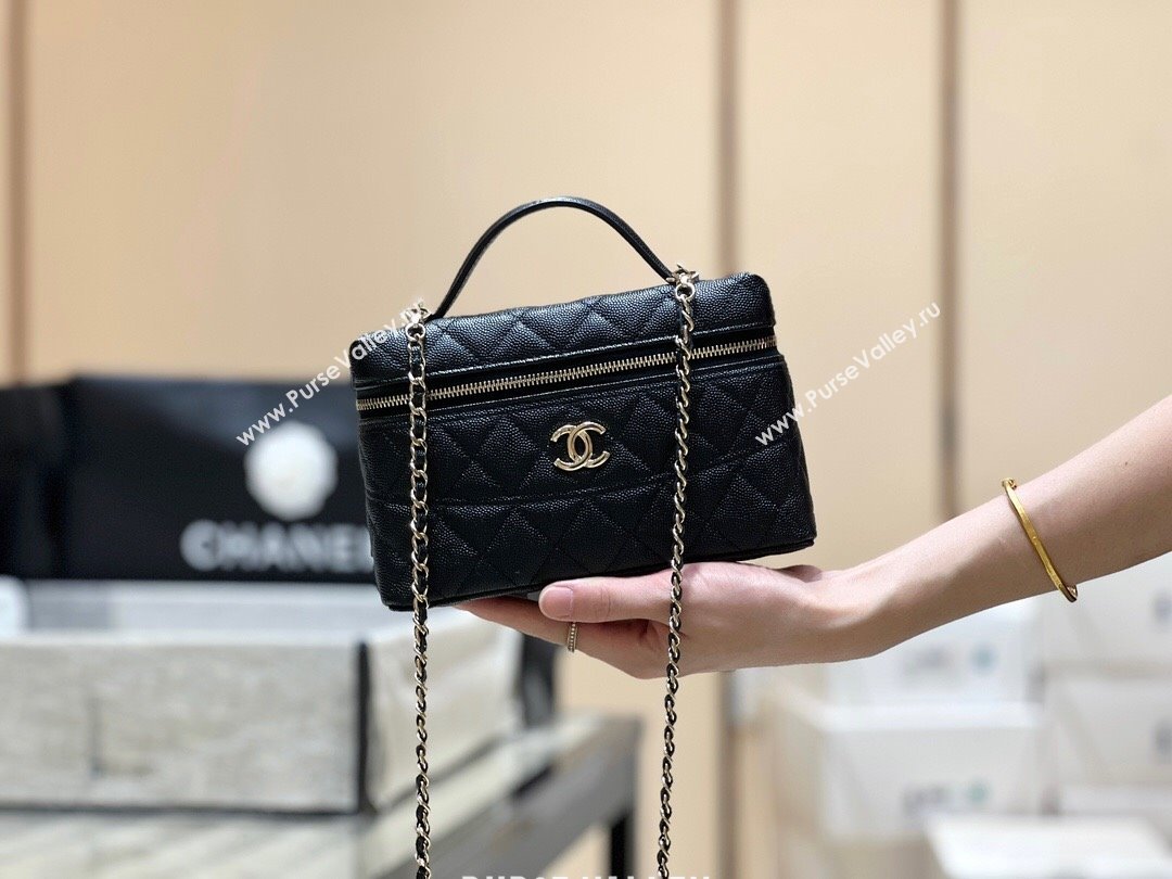 Chanel Grained Calfskin Long Vanity Case bag with Chain AP4407 Black CRUISE 2024/25 (SHUNY-24121816)