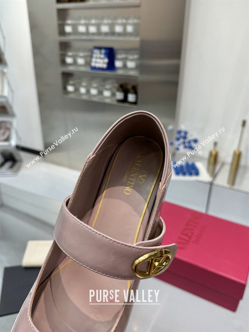 Valentino VLogo Locker Mary-Jane Ballerina in Patent Calfskin Dirty Pink 2024 (XL-24082810)