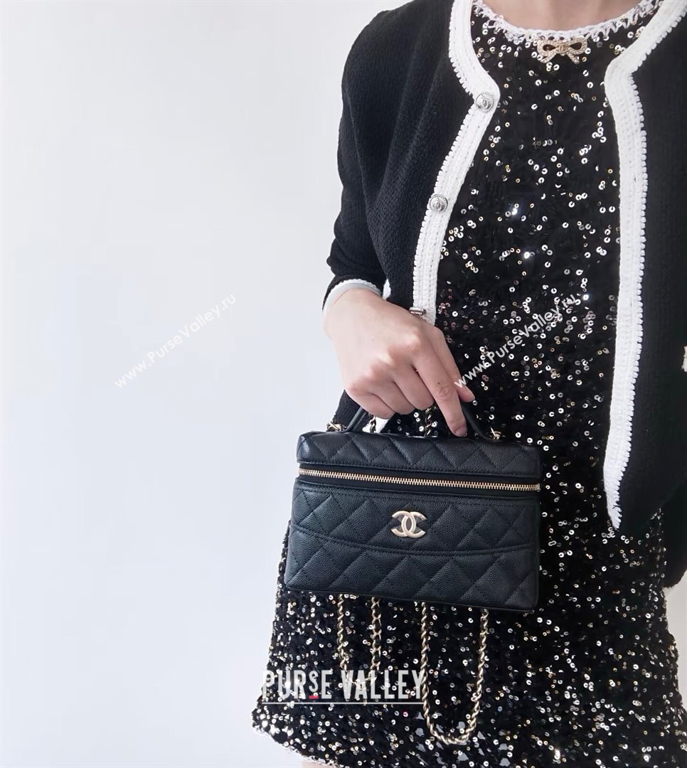 Chanel Grained Calfskin Long Vanity Case bag with Chain AP4407 Black CRUISE 2024/25 (SHUNY-24121816)