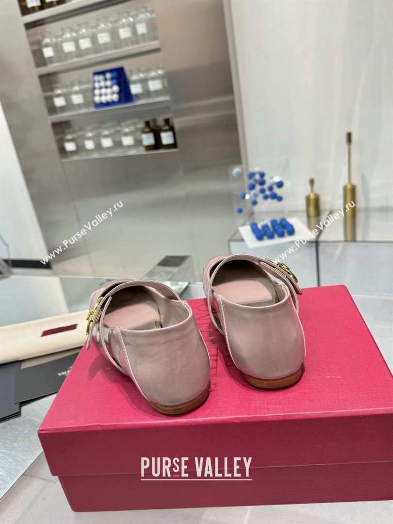 Valentino VLogo Locker Mary-Jane Ballerina in Patent Calfskin Dirty Pink 2024 (XL-24082810)