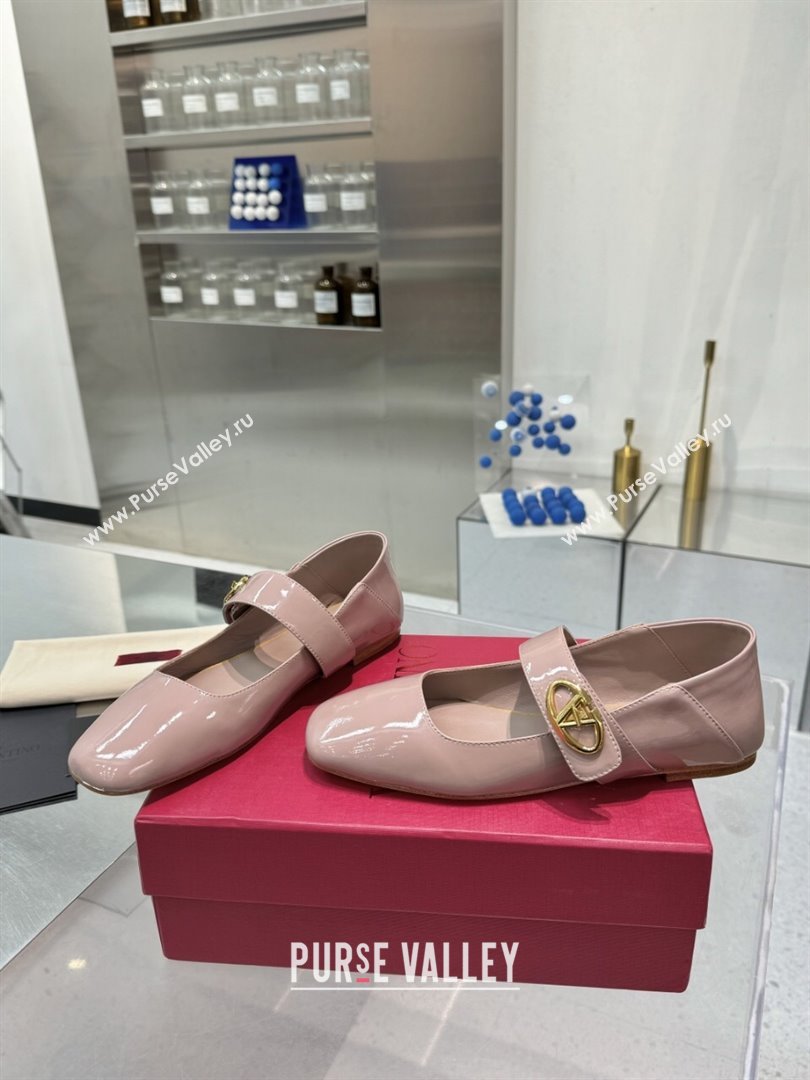 Valentino VLogo Locker Mary-Jane Ballerina in Patent Calfskin Dirty Pink 2024 (XL-24082810)