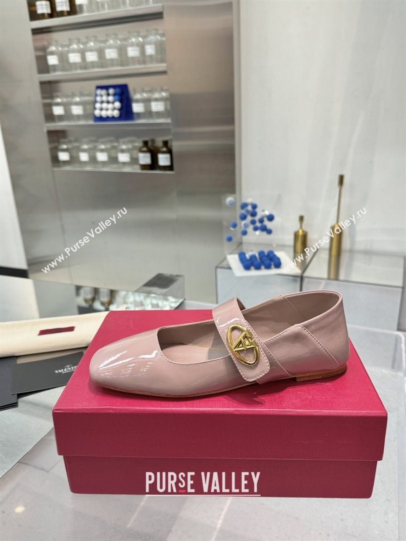 Valentino VLogo Locker Mary-Jane Ballerina in Patent Calfskin Dirty Pink 2024 (XL-24082810)