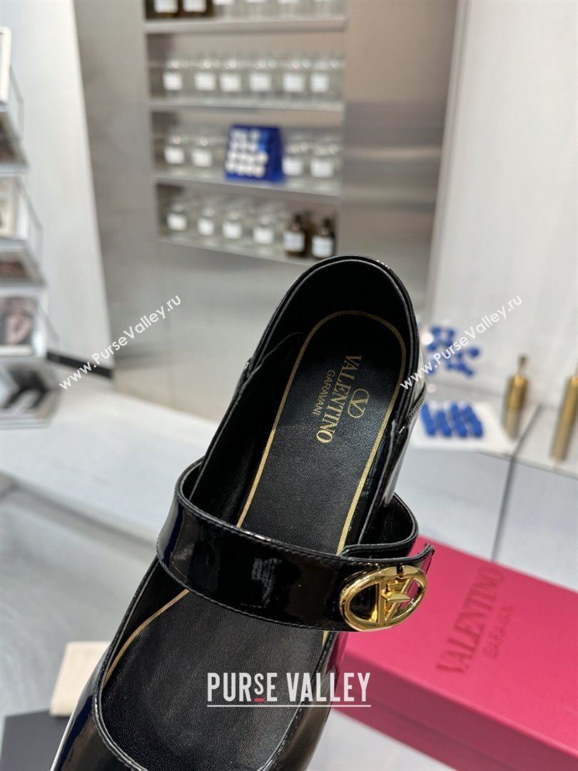 Valentino VLogo Locker Mary-Jane Ballerina in Patent Calfskin Black 2024 (XL-24082811)