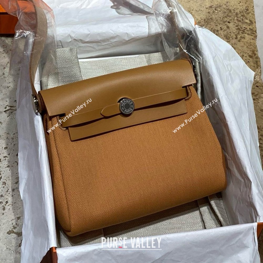 Hermes Herbag Zip 20 Bag in H Viking Canvas and Hunter Cowhide Brown 2025(Handmade) (XX-25030428)