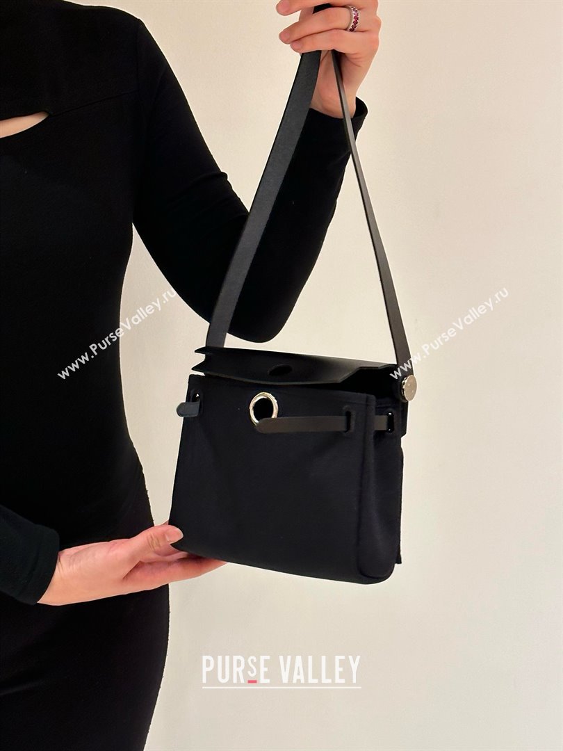 Hermes Herbag Zip 20 Bag in H Viking Canvas and Hunter Cowhide Black 2025(Handmade) (XX-25030429)